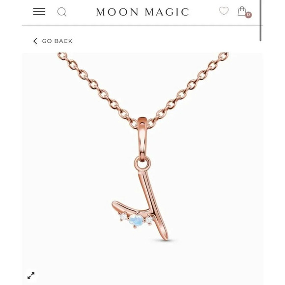 Moon Magic  Moonstone Necklace - Lucky Letter Y  in Rose Gold - Picture 10 of 10